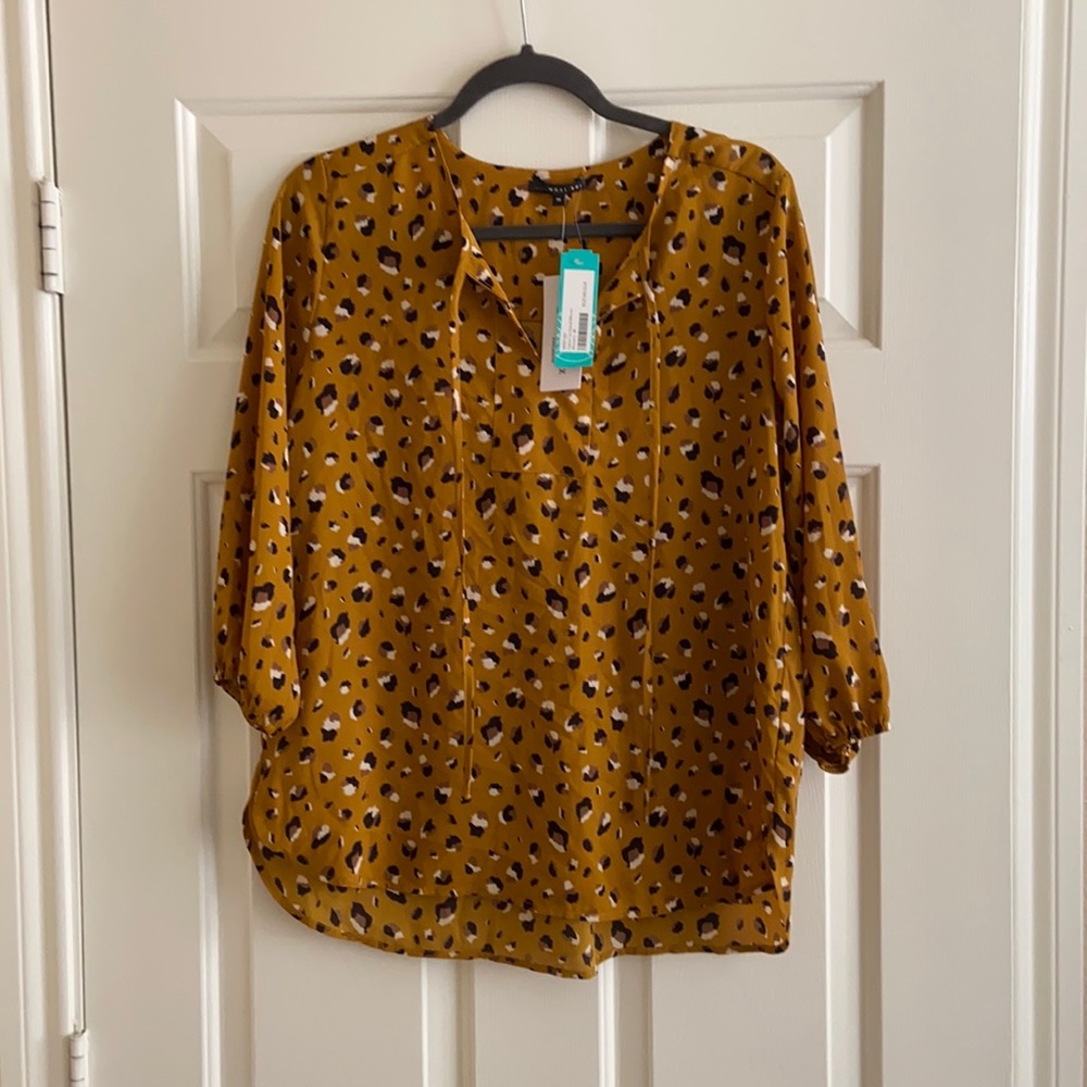 Mustard Cheetah Blouse from Stitch Fix, size: m